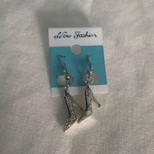 Cute silver dangling heel earrings, light weight,cute for any outfit,comfortable